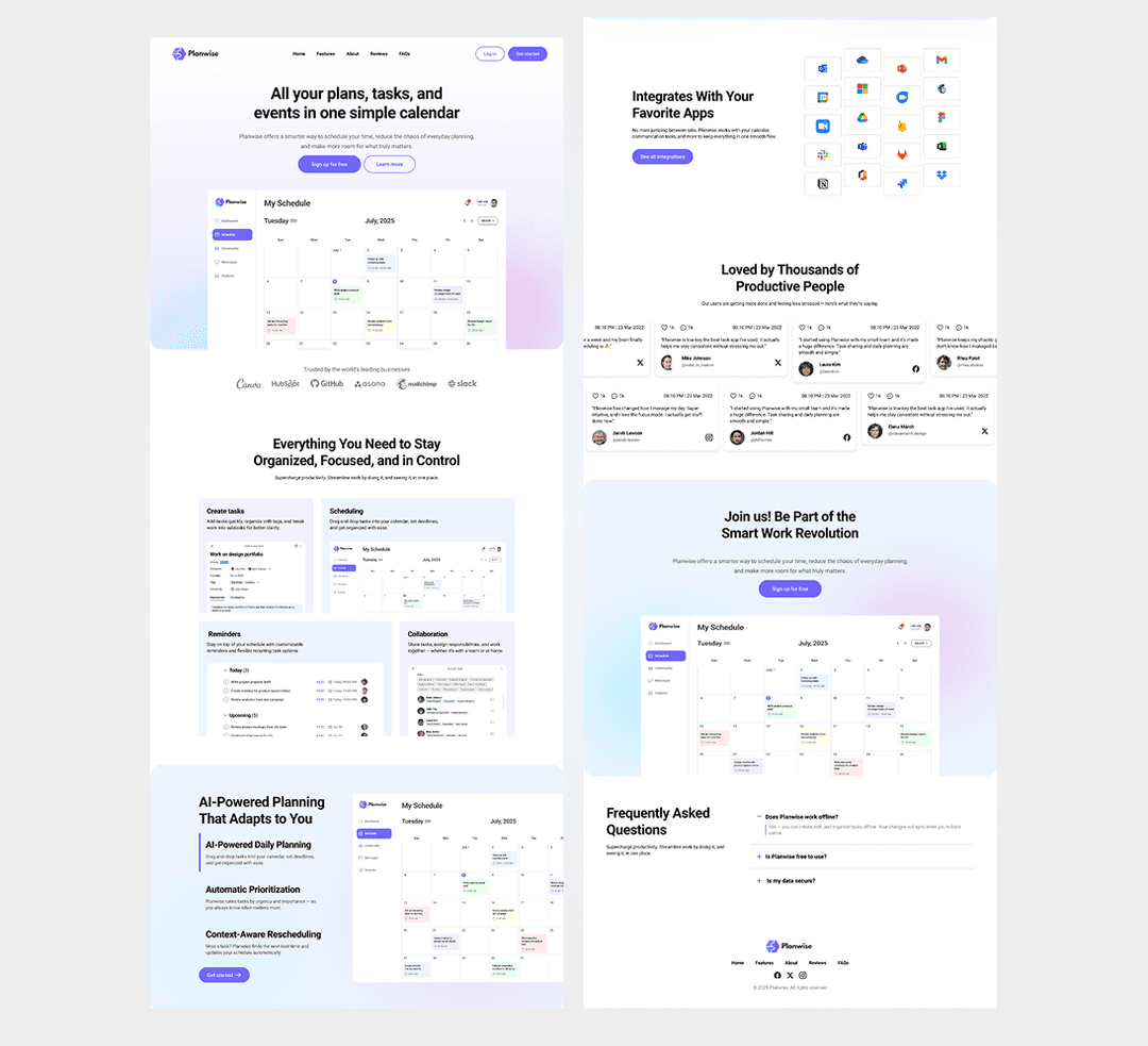 Planwise landing page